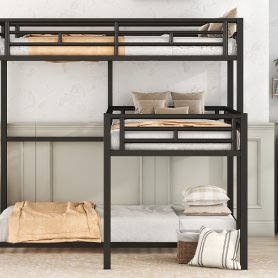 L-Shaped Metal Triple Twin Size Bunk Bed