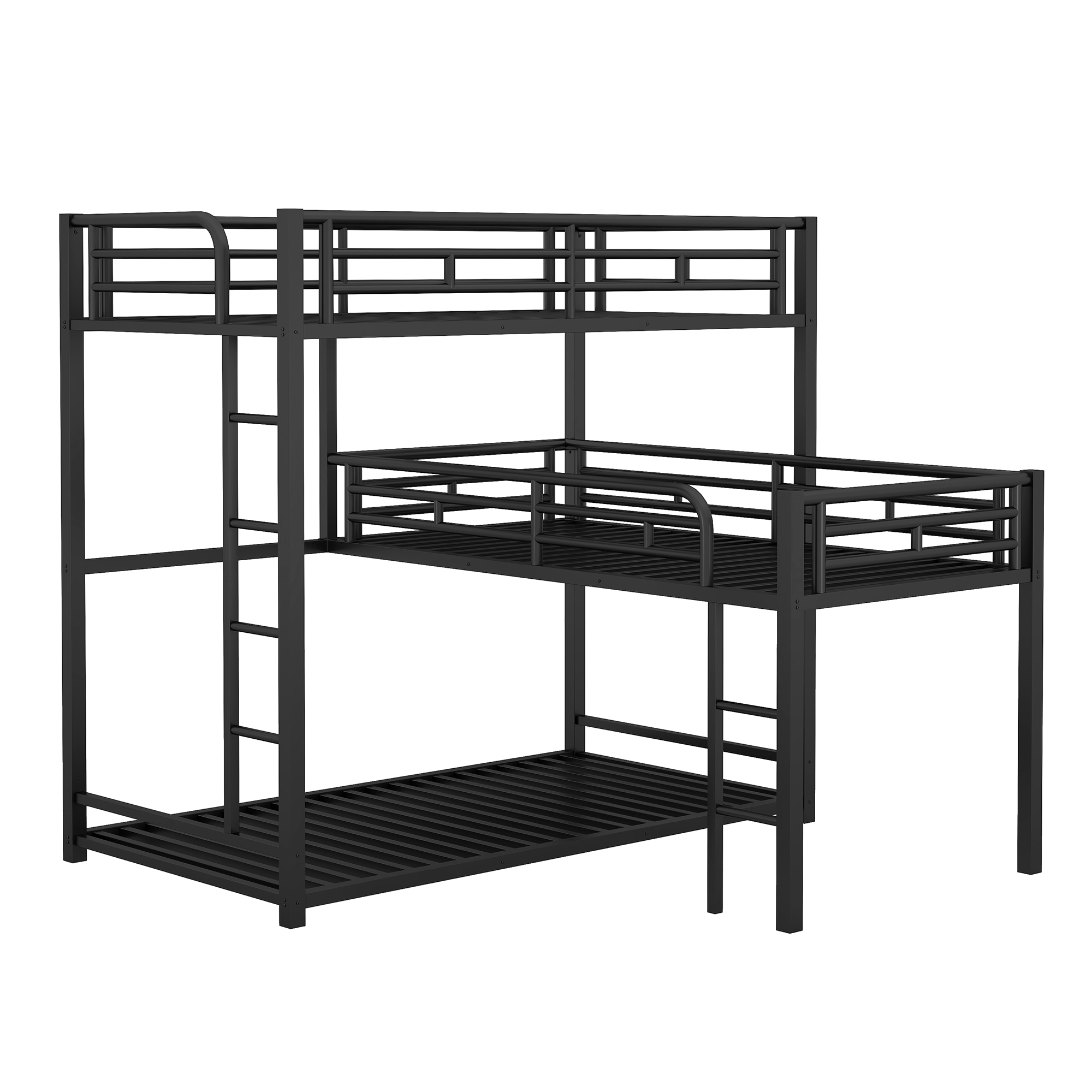 L-Shaped Metal Triple Twin Size Bunk Bed
