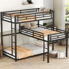 L-Shaped Metal Triple Twin Size Bunk Bed