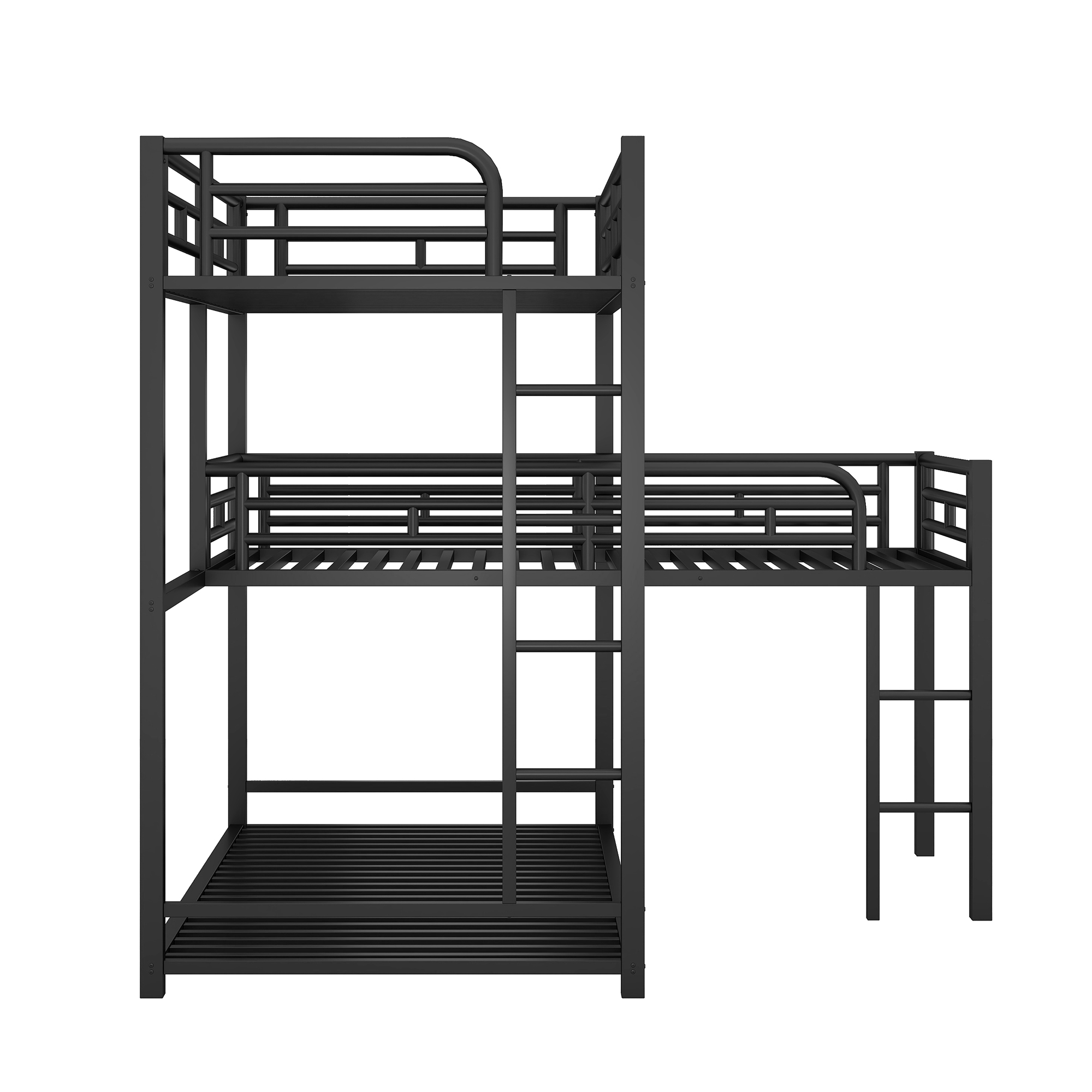 L-Shaped Metal Triple Twin Size Bunk Bed