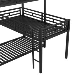 L-Shaped Metal Triple Twin Size Bunk Bed