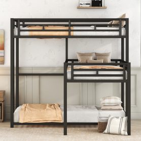 L-Shaped Metal Triple Twin Size Bunk Bed