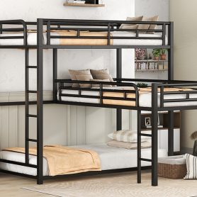 L-Shaped Metal Triple Twin Size Bunk Bed
