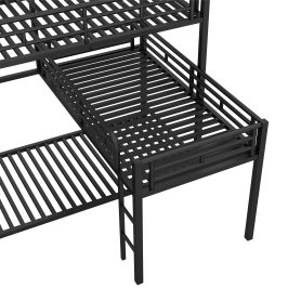 L-Shaped Metal Triple Twin Size Bunk Bed