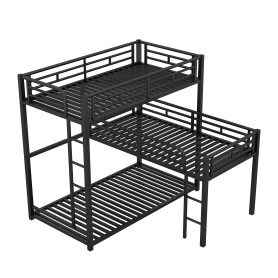 L-Shaped Metal Triple Twin Size Bunk Bed