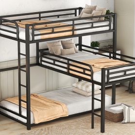 L-Shaped Metal Triple Twin Size Bunk Bed