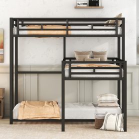 L-Shaped Metal Triple Twin Size Bunk Bed