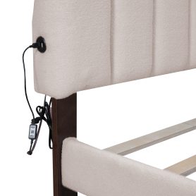 Teddy Fleece Queen Size Upholstered Platform Bed with Drawer