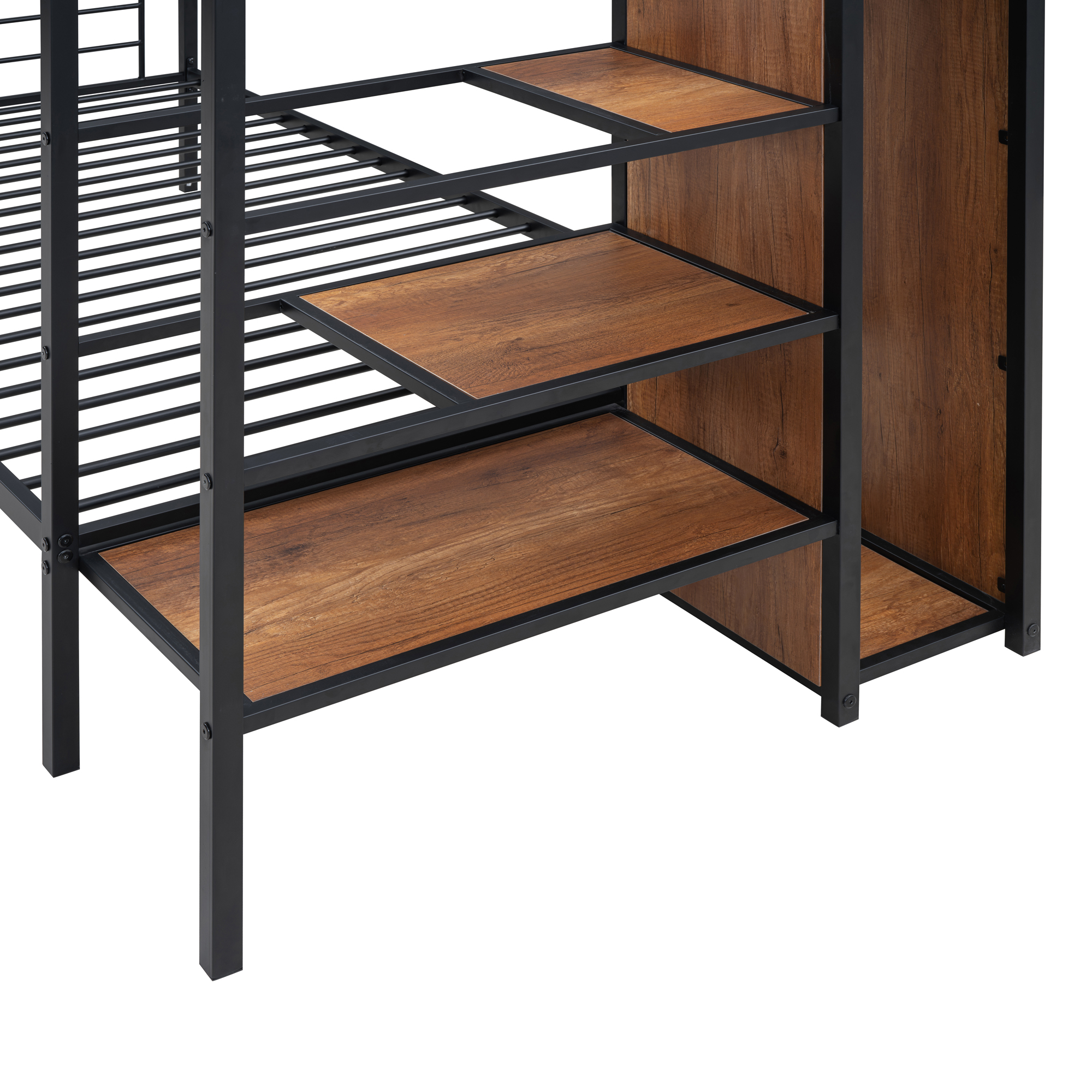 Metal Twin Over Twin Bunk Bed With Lateral Storage Ladder And Wardrobe 10 Metal Twin Over Twin Bunk Bed With Lateral Storage Ladder And Wardrobe