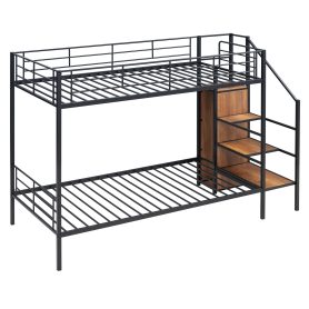 Metal Twin Over Twin Bunk Bed With Lateral Storage Ladder And Wardrobe 23 Metal Twin Over Twin Bunk Bed With Lateral Storage Ladder And Wardrobe