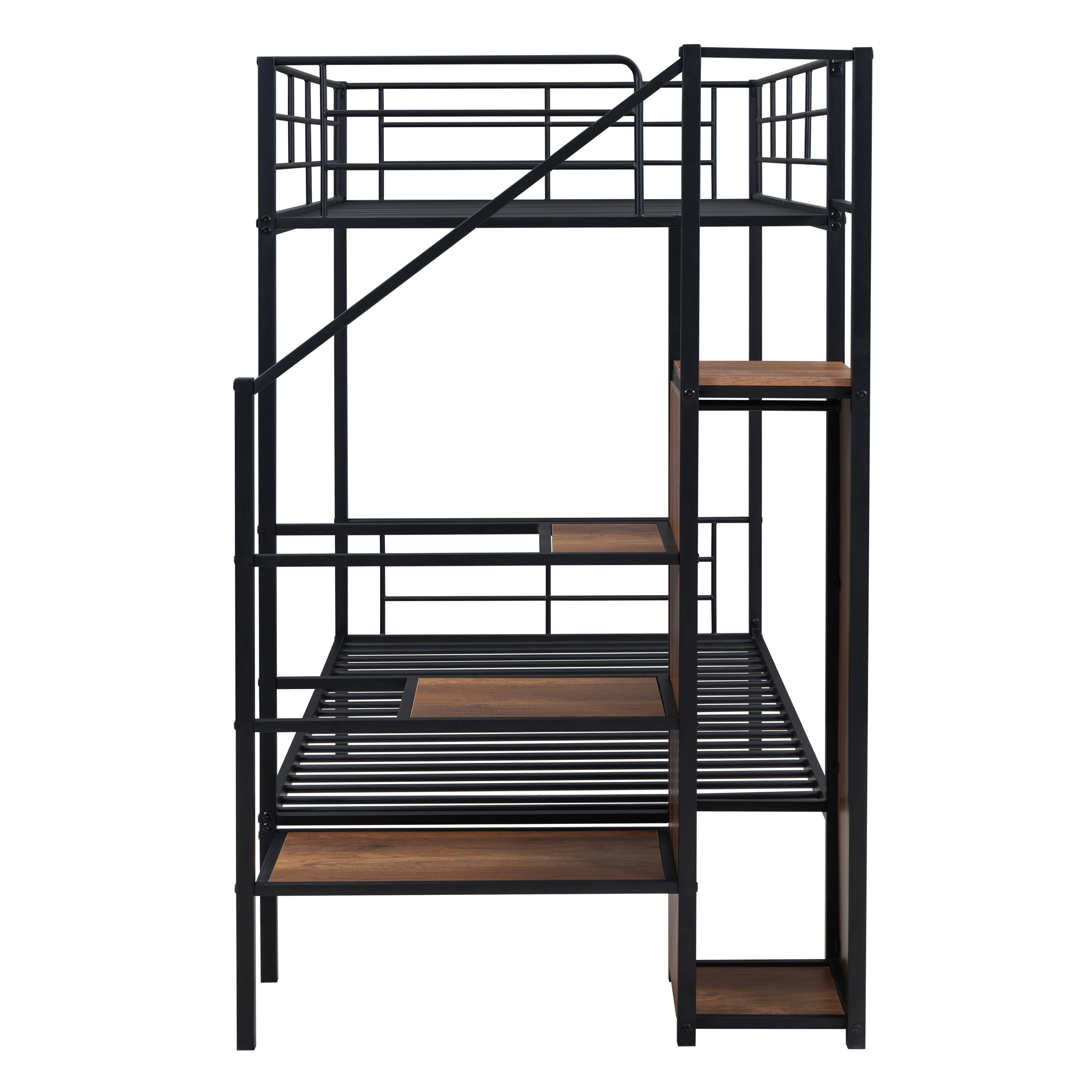 Metal Twin Over Twin Bunk Bed With Lateral Storage Ladder And Wardrobe 7 Metal Twin Over Twin Bunk Bed With Lateral Storage Ladder And Wardrobe
