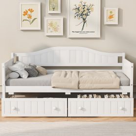 Twin Wooden Daybed With 2 Drawers, No Box Spring Needed