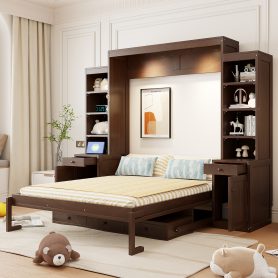 Queen Size Murphy Bed with Desk, Storage and Cabinets