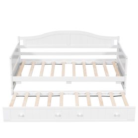Twin Size Wooden Daybed with Trundle Bed