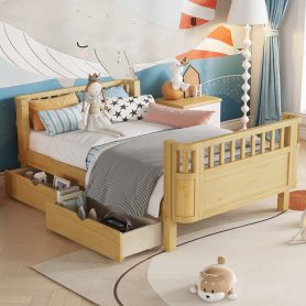 Wood Low Profile Twin DayBed with Rails