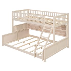 Twin XL over Queen Bunk Bed with Integrated Shelving, Color-Changing Lights and Pegboard