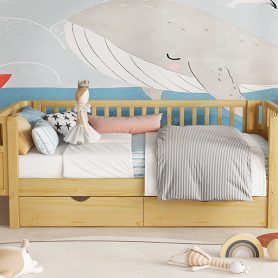 Wood Low Profile Twin DayBed with Rails