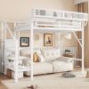 Twin Size High Loft Bed with Wardrobe and Storage Shelves