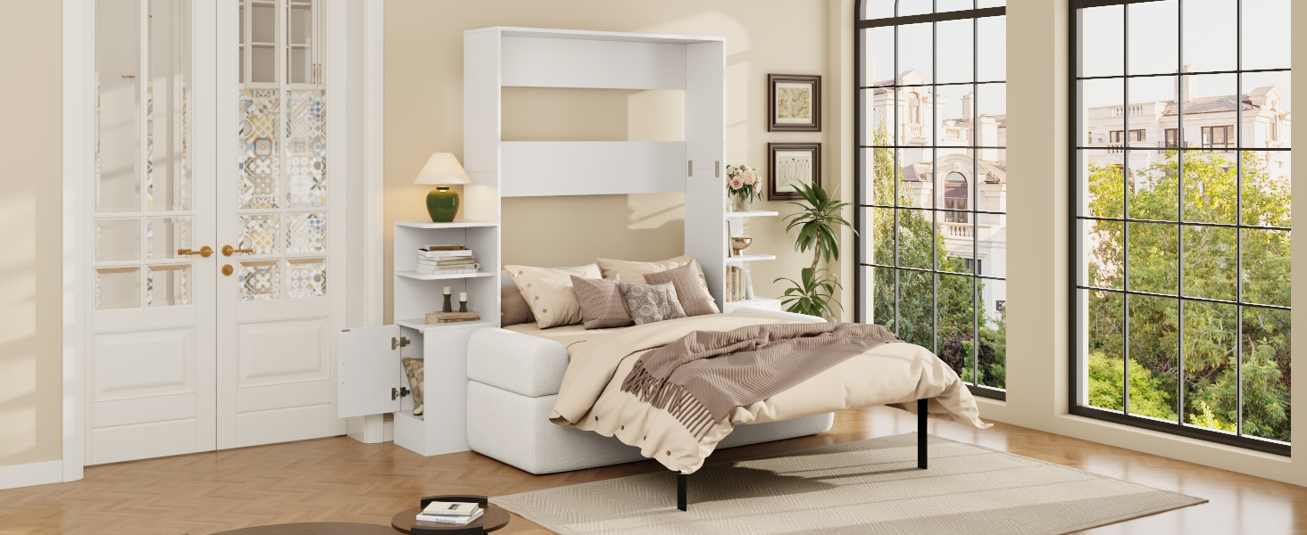Queen Size Wall Murphy Bed with Sofa and Storage Cabinets 15 Queen Size Wall Murphy Bed with Sofa and Storage Cabinets - Image 14