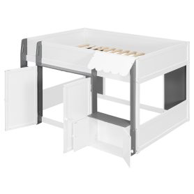 Full Loft House Bed with Playhouse & Storage