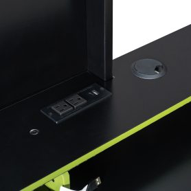 Full Size Wood Loft Bed with Power Outlet & USB/Type-C Ports, Integrated Cable Management, and RGB Light