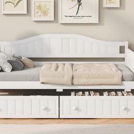 Twin Wooden Daybed With 2 Drawers, No Box Spring Needed