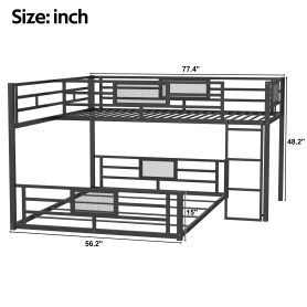 L-Shaped Metal Twin over Full Bunk Bed