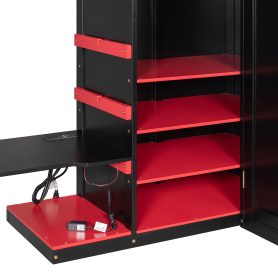 Full Size Wood Loft Bed with Desk, Multi-storage Shelves,USB and RGB Light 34 Full Size Wood Loft Bed with Desk, Multi-storage Shelves,USB and RGB Light