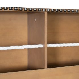 Full XL over Queen Bunk Bed with Integrated Shelving, Color-Changing Lights and Pegboard