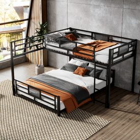 L-Shaped Metal Twin over Full Bunk Bed
