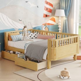 Wood Low Profile Twin DayBed with Rails