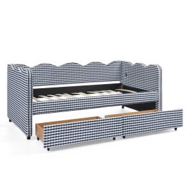 Twin Size Daybed With Two Storage Drawers, USB Port And Adorable Wave Shaped 27 Twin Size Daybed With Two Storage Drawers, USB Port And Adorable Wave Shaped