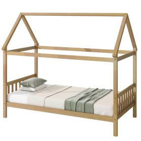 Twin Rubber Wood Bed with House Frame
