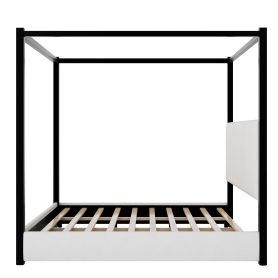 King Size Upholstery Canopy Platform Bed with Headboard and Metal Frame 35 King Size Upholstery Canopy Platform Bed with Headboard and Metal Frame
