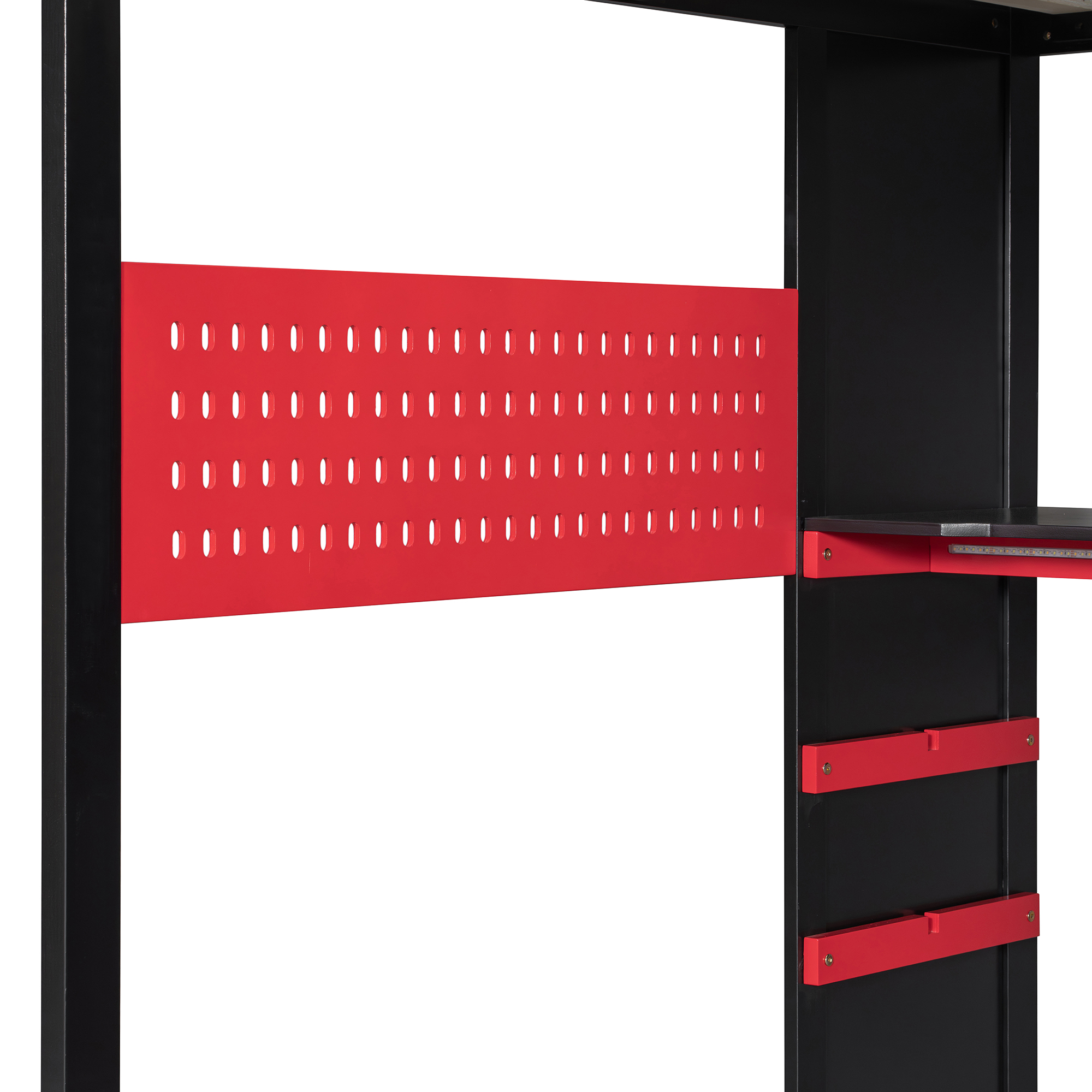 Full Size Wood Loft Bed with Desk, Multi-storage Shelves,USB and RGB Light 18 Full Size Wood Loft Bed with Desk, Multi-storage Shelves,USB and RGB Light