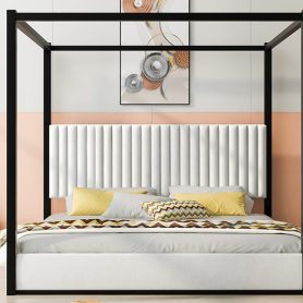King Size Upholstery Canopy Platform Bed with Headboard and Metal Frame 25 King Size Upholstery Canopy Platform Bed with Headboard and Metal Frame