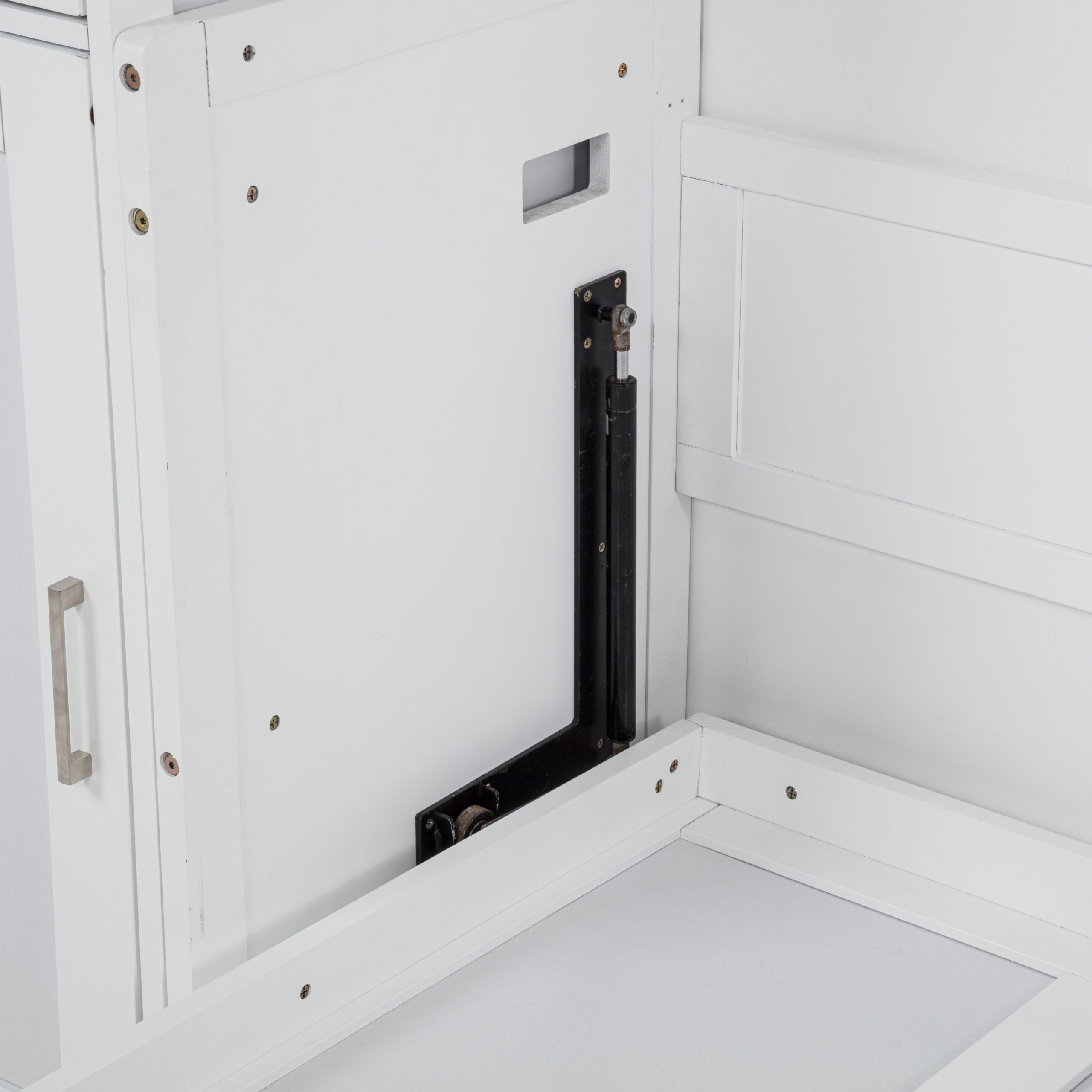 Queen Size Wood Vertical Murphy Bed With Desk, Gas Struts 24 Queen Size Wood Vertical Murphy Bed With Desk, Gas Struts