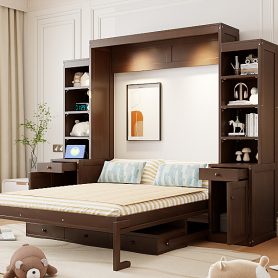 Queen Size Murphy Bed with Desk, Storage and Cabinets