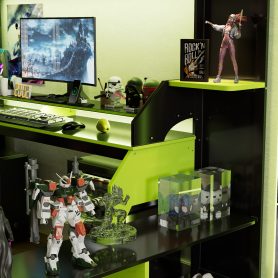 Full Size Wood Loft Bed with Power Outlet & USB/Type-C Ports, Integrated Cable Management, and RGB Light