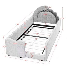 Twin Size Cute Dinosaur-Shaped Kids Bed