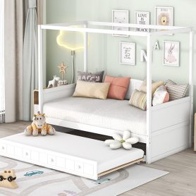 Twin Size Canopy Daybed With Twin Size Trundle