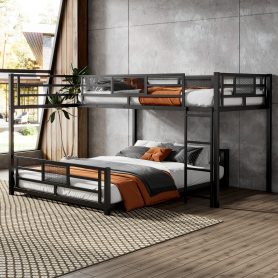 L-Shaped Metal Twin over Full Bunk Bed