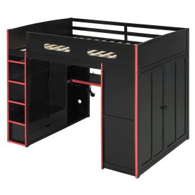 Full Size Wood Loft Bed with Desk,Wardrobe,Ample Storage Space,and RGB Light 26 Full Size Wood Loft Bed with Desk,Wardrobe,Ample Storage Space,and RGB Light