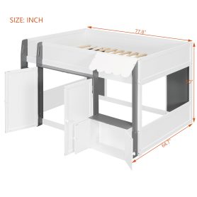 Full Loft House Bed with Playhouse & Storage