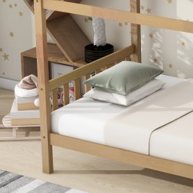 Twin Rubber Wood Bed with House Frame
