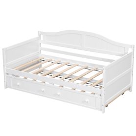 Twin Size Wooden Daybed with Trundle Bed