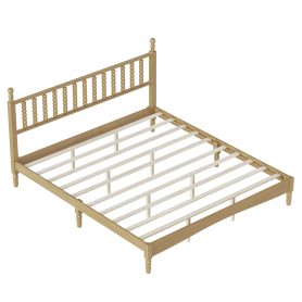 King Size Wood Platform Bed with Gourd Shaped Headboard
