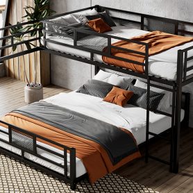L-Shaped Metal Twin over Full Bunk Bed