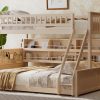 Twin XL over Queen Bunk Bed with Integrated Shelving, Color-Changing Lights and Pegboard