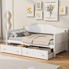 Twin Wooden Daybed With 2 Drawers, No Box Spring Needed
